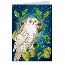 Owl and Greenery Christmas Card ~ England